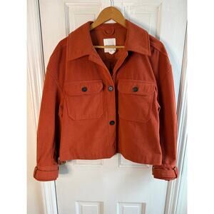 Avec Les Filles Relaxed Corduroy Shacket - Rust Orange - Women's Size Medium